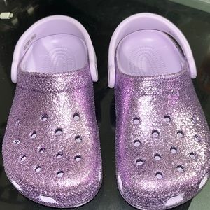 Purple glitter crocs